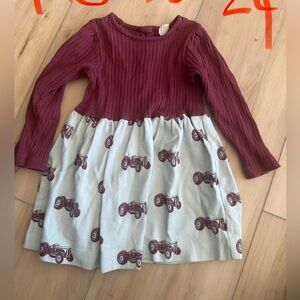Kate Quinn Burgundy and Cream Tractor Print Dress